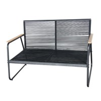 Lot de 4 chaises de jardin avec cadre en acier et table en rotin, ensemble avec oreiller, en stock pour l'extérieur, hôtel, jardin, métal, canapés en rotin