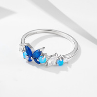 Nouvelle bague élégante en opale en forme de papillon, incrustée de zircon brillant, bagues de fiançailles fines, bijoux en argent sterling 925