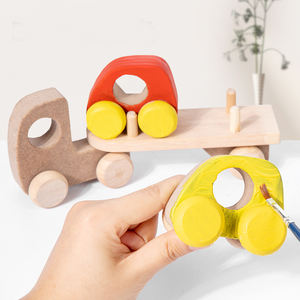 Colorido conjunto de vehículos de madera camión de madera para que los niños se diviertan - Product Image 6