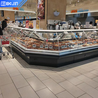 Équipement de réfrigération en gros, vitrine réfrigérée sur mesure pour supermarché, pour viande fraîche et salades