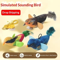 Jouet d'imitation d'oiseau en viscose avec son, résistant aux griffures, anti-ennui, à suspendre pour chatons
