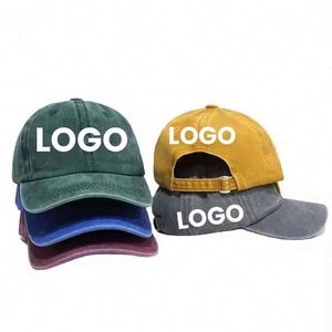 Wholesale Blank Washed Unstructured Low Profile Dad Hat Custom Logo Cotton <b>Plain</b> Strapback Vintage Baseball <b>Cap</b> - Product Image 1