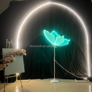 SMOOTH Wedding Reception Stage Backdrop Aisle Decoration Backdrop Led Light Hanging Crystal <b>Beads</b> <b>Curtain</b> Metal Arch Stand - Product Image 5