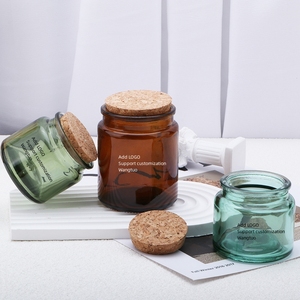 Pots <span class=keywords><strong>de</strong></span> bougie <span class=keywords><strong>en</strong></span> verre vert clair ambré direct d'usine <span class=keywords><strong>de</strong></span> 200ml avec couvercle <span class=keywords><strong>en</strong></span> liège bougeoirs et lanternes <span class=keywords><strong>de</strong></span> Noël - Product Image 2