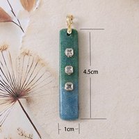 Pendentif rectangulaire unique teinté dégradé, plaqué or, micro-incrusté de zircon, pierre naturelle, breloques DIY pour colliers et boucles d'oreilles