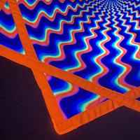 Étoile réactive aux UV à effet fluide, illusion optique psychédélique Dapo Star, motif ondulé hypnotique trippy à lumière noire, étoile à 8 branches pour les raves