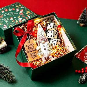 Decoración Navideña, Gnomo de Pie sin Rostro, Muñeco de Gnomo con Caja de Regalo, Dados de la Suerte, Adorno de Gnomo, Regalo de Noche de Bingo, Recuerdo Navideño - Product Image 1