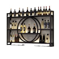 Porte-vin mural moderne en fer démontable et assemblable avec porte-verres, modèle FX-01, pour bar à domicile ou restaurant