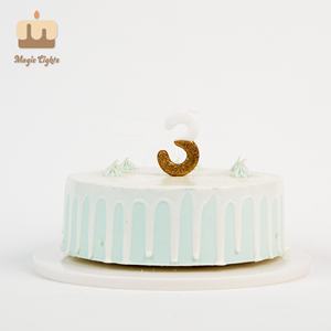 Bougie d'anniversaire en forme de chiffre, <span class=keywords><strong>blanche</strong></span> et dorée, avec paillettes, pour les fêtes d'anniversaire des enfants, Pâques, Nouvel An, Ramadan et décoration de la maison - Product Image 6