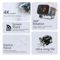 Projecteur de télévision intelligent mini portable 4K ultime éblouissant pour un usage domestique, Android, courte portée et compatibilité avec les téléphones Google