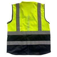 Gilet de sécurité réfléchissant haute visibilité, multi-poches, gilet de travail pour la construction, la patrouille routière, jaune fluorescent noir