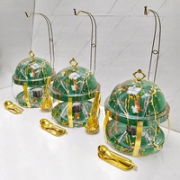 Matériel de restauration pour buffet, équipement de restaurant, chauffe-plat de luxe élégant en acier inoxydable vert, bain-marie, combustible 8L, table suspendue