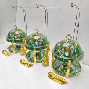 Catering büfe restoran ekipmanları lüks zarif yeşil paslanmaz çelik reşo çanak Bain Marie yakıt 8L asılı masa üstü - Product Image 2