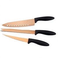Ensemble de 3 couteaux à désosser en acier inoxydable avec revêtement en cuivre, couteau Santoku dentelé pour le poisson, la viande, le boucher