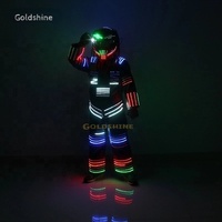 Costume de robot LED de style prédateur, machine à jet de CO2, laser, combinaison LED, casque, échasses, marcheur pour décorations de fête, style guerrier en fer