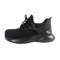 Chaussures de sécurité légères noires de style baskets antidérapantes pour la course à pied et le travail en tissu Fly Knit
