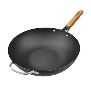 Wok en fer AUX 32 cm, antiadhésif, résistant à la rouille, facile à nettoyer, poêle de cuisine domestique - Product Image 6