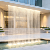 Fontaine murale verticale extérieure à rideau d'eau lumineux pour l'aménagement paysager privé de jardin