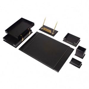 Juego de 8 Organizadores de Escritorio Modernos de Lujo en Madera y Cuero Artificial con Impresión Digital, Accesorios Multifuncionales para Oficina - Product Image 6