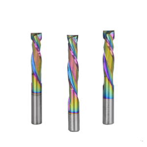 Fresa <span class=keywords><strong>de</strong></span> Compresión <span class=keywords><strong>de</strong></span> Tungsteno HRC65 <span class=keywords><strong>de</strong></span> 2 Filos (Arriba y Abajo) para CNC con Recubrimiento DLC Arcoíris - Precio <span class=keywords><strong>de</strong></span> Fábrica - Product Image 2