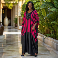 Robe Kanga Africaine pour Femme à Manches Courtes Coupe Ample Automne Printemps en Polyester Respirant Écologique Léger Anti-Plis