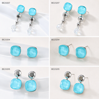 Boucles d'oreilles pendantes Mylove personnalisées en laiton plaqué platine avec perles de cristal bleu ciel facettées pour femme, style artistique