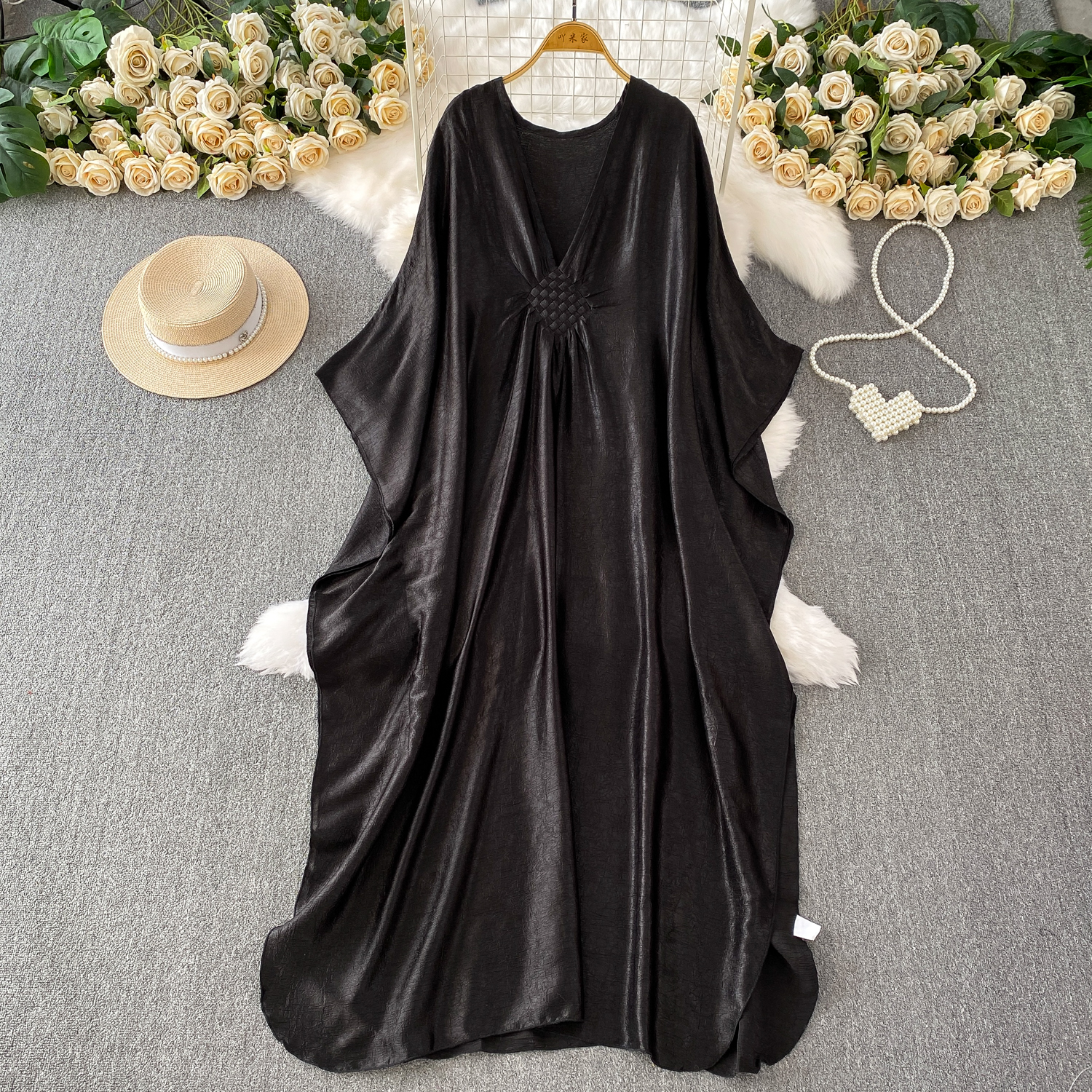 autumn silk dress sleeve Lumalex Women's Loose Sheer Dress With Tie-Up Sash And Flowy Sleeves,Dresses For Women Elegant Dining Cream White Autumn