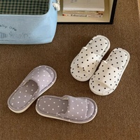XIXITIAO 2026 Nouvelles pantoufles en coton à pois de style coréen pour femmes, semelle souple antidérapante en EVA, chaussures d'intérieur pour la maison et la chambre