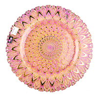 Assiettes de présentation en verre cristal de 33 cm (13 pouces) motif paon pour mariage, style européen, pour dîner de Noël, vente en gros