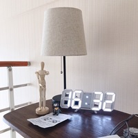 Horloge murale numérique 3D moderne de luxe avec affichage de l'heure, de la date, de la température, des calendriers, réveil, fonction snooze, charge USB, pour la maison