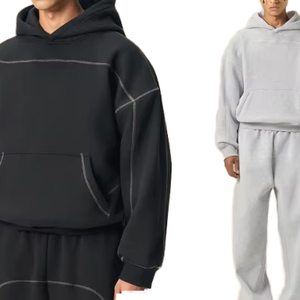 Felpa con Cappuccio da Uomo Hasselblad Line 350G, Maniche Raglan Corte, Motivo a Cuore, Stile Hip Hop Americano, Poliestere/Cotone, Vestibilità Ampia - Product Image 2