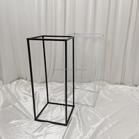 Noir argent or clair géométrique rectangulaire mariage métal plinthe fleurs support Table décoration accessoires
