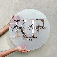 Enseigne personnalisée 3D rétroéclairée par LED, logo rond en acrylique doré pour salon de beauté, spa, salon de coiffure, bar, salle de jeux, décoration intérieure de magasin