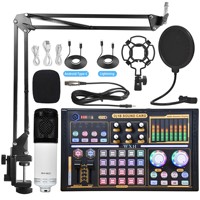 Carte son professionnelle USB, mélangeur de microphone, amplificateur audio multicanal, filtre audio en direct, ensemble complet 5.0 1500-1999mAh 4 appareils