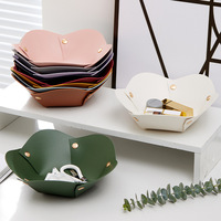 Vente flash - Plateau de rangement pliable en cuir PU à motif floral pour femmes, cosmétiques, bijoux, décorations de bureau modernes et minimalistes