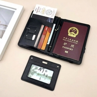 Portefeuille de voyage vintage portable en cuir PU pour passeport, avec plusieurs poches, organiseur, étui amovible pour carte d'identité et documents