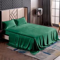 Ensemble de lit de quatre pièces de couleur unie luxe King Size 100% soie couette drap de lit ensembles de literie en soie en gros