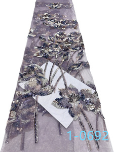 2024 Hot Sale Embroidery <strong>Sequin</strong> Beaded Wedding Dress Sky Blue Luxury Bead Fabric Heavy Beaded Bridal <strong>Sequin</strong> Lace Fabric <strong>Material</strong> - Product Image 4
