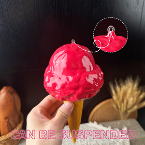 Modèle d'ornement de bureau et cadeau, en forme de jouets mignons, représentant un délicieux gelato crémeux et moelleux, crème glacée à la vanille et cornet gaufre, thème boutique de desserts - Product Image 4
