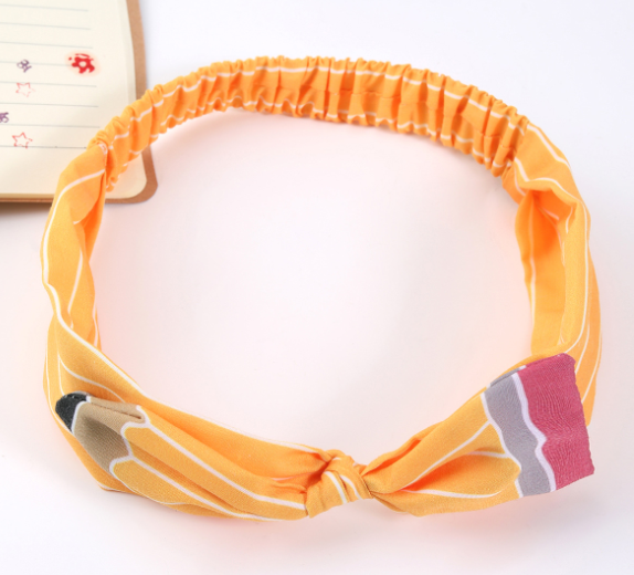 Cross-Border Cute Baby Headband with Yellow Pencil Bow Hairpin New Back-to-School Season Hair Accessories for Children