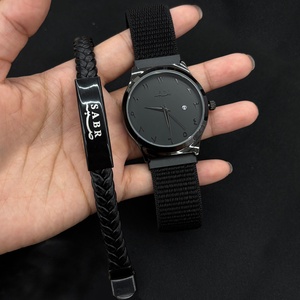Montre à quartz numérique arabe de luxe Sabr Black pour homme, bracelet en nylon avec fermeture Velcro - Product Image 5