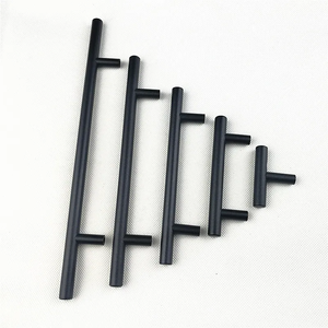 Poignée de meuble réglable ronde en acier inoxydable noir mat, bouton de porte de cuisine, poignée de tiroir 2"~24" pour salon et hôtel - Product Image 4