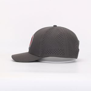 Custom Men's 6-Panel Laser Cut <b>Golf</b> Cap <b>Waterproof</b> Outdoor Activity <b>Hat</b> with Rubber Patch Logo Curved Brim Sporty Style - Product Image 3