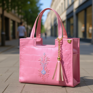 Bolso Bandolera Edna Rosa con Patrón de Cocodrilo, Bordado, Cadena, Cuero Vegano, Bolso de Hombro de Verano para Mujer - Product Image 2