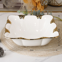 Ensemble de bols carrés en céramique dorée à motifs floraux, 4,5/5,5/6,5/8,5 pouces, vaisselle décorative pour salade, pâtes et décoration de table