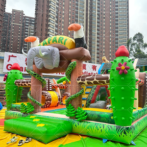 Safari foresta pluviale tropicale PVC astronauta spazio castello gonfiabile divertente casa di rimbalzo con palloncino per parchi a tema o feste - Product Image 1