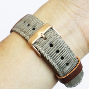 Bracelet de montre en toile de nylon et similicuir, largeur 19 mm, design à maillons de bambou pour <span class=keywords><strong>G</strong></span>-<span class=keywords><strong>Shock</strong></span> Forester FT-500WC-3B/5B Vintage - Product Image 4