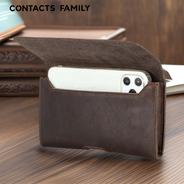 Retro Cell Phone Pouch Leather Multi Function Belt Holster Case With Belt Loop Hook Universal Mobile Bags for iPhone for Samsung