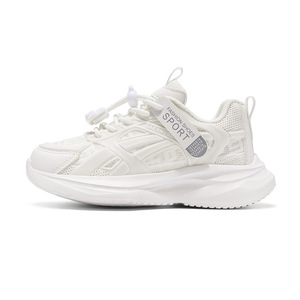 Zapatos deportivos para niños, zapatos para correr con hebilla elástica transpirable de malla, color blanco, rosa, morado, adorno mejorado A333 - Product Image 5