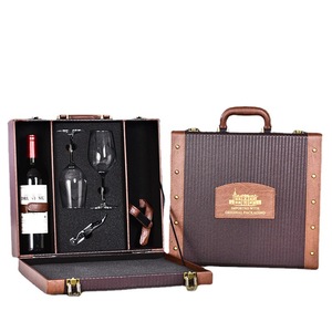 Boîte-cadeau en <span class=keywords><strong>bois</strong></span> de luxe personnalisée avec logo, fabrication artisanale, ensemble de boîtes-cadeaux pour <span class=keywords><strong>bouteille</strong></span> de vin et verre à vin - Product Image 2